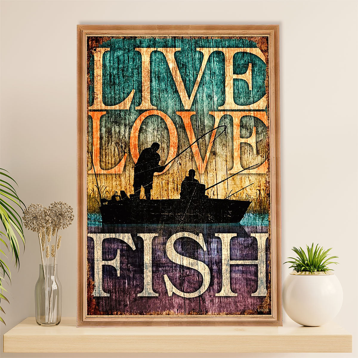 Fishing Poster Room Wall Art Prints | Live Love Fish | Vintage Gift for Fisherman