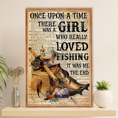 Fishing Poster Room Wall Art Prints | Girl Loves Fishing | Vintage Gift for Fisherman