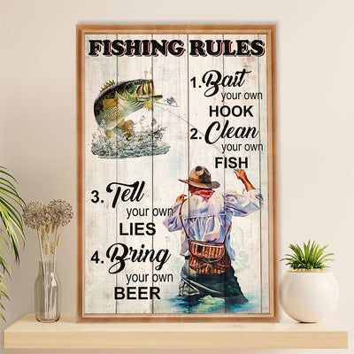 Fishing Poster Room Wall Art Prints | Fishing Rules | Vintage Gift for Fisherman