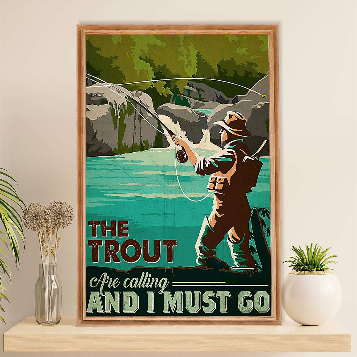 Fishing Poster Room Wall Art Prints | The Trout Are Calling | Vintage Gift for Fisherman