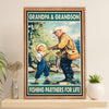 Fishing Poster Room Wall Art Prints | Grandpa & Grandson Fishing | Vintage Gift for Fisherman