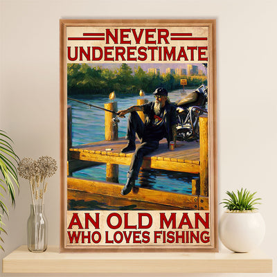 Fishing Poster Room Wall Art Prints | Old Man Loves Fishing | Vintage Gift for Fisherman