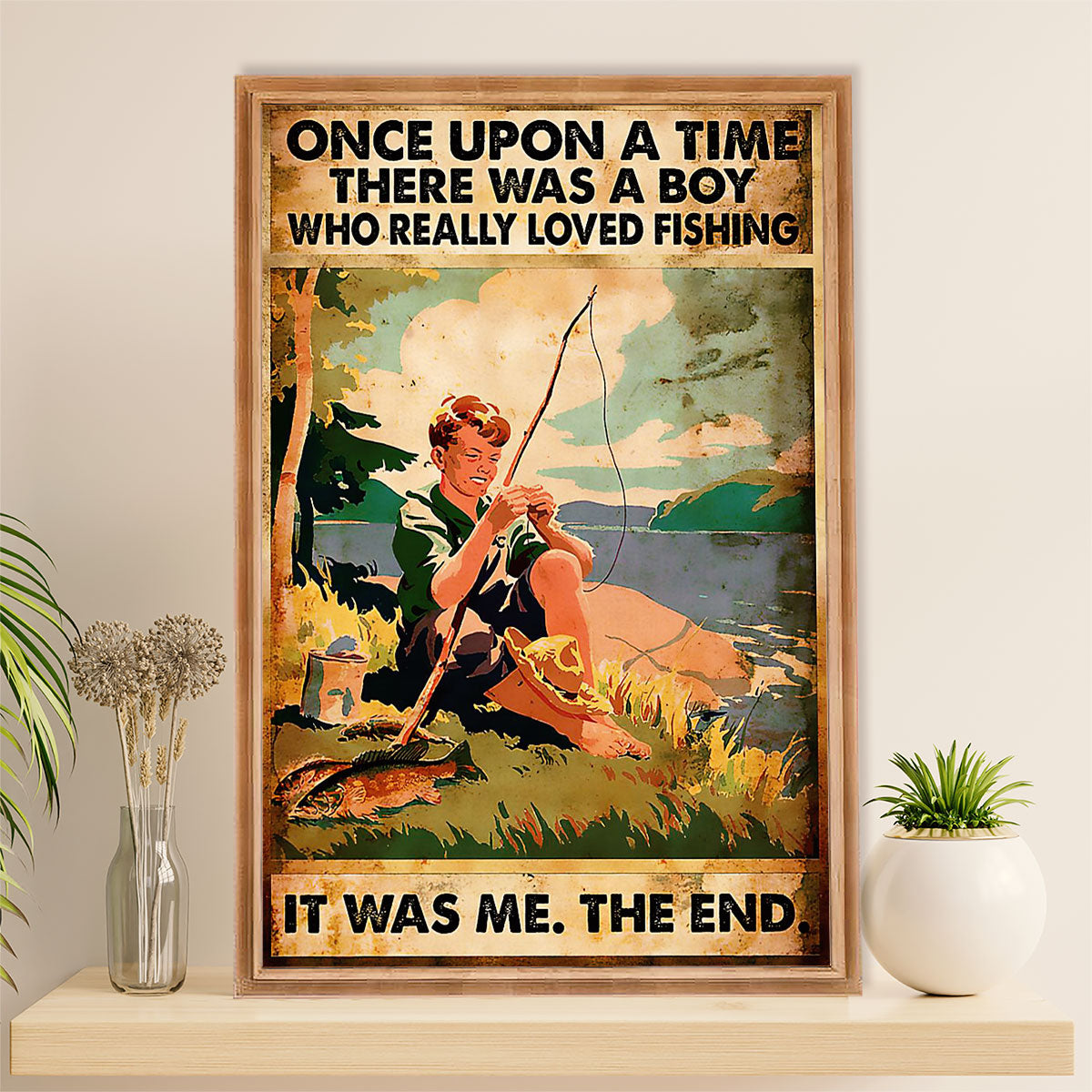 Fishing Poster Room Wall Art Prints | Boy Loved Fishing | Vintage Gift for Fisherman