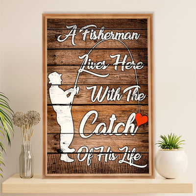 Fishing Poster Room Wall Art Prints | Catch of His Life | Vintage Gift for Fisherman