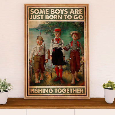 Fishing Poster Room Wall Art Prints | Bros Born to Fish | Vintage Gift for Fisherman