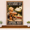 Fishing Poster Room Wall Art Prints | I Fish & Beer | Vintage Gift for Fisherman