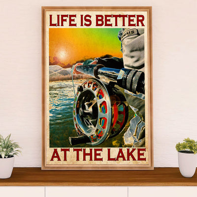 Fishing Poster Room Wall Art Prints | Life at the Lake | Vintage Gift for Fisherman