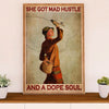 Fishing Poster Room Wall Art Prints | Mad Hustle & Dope Soul Woman | Vintage Gift for Fisherman