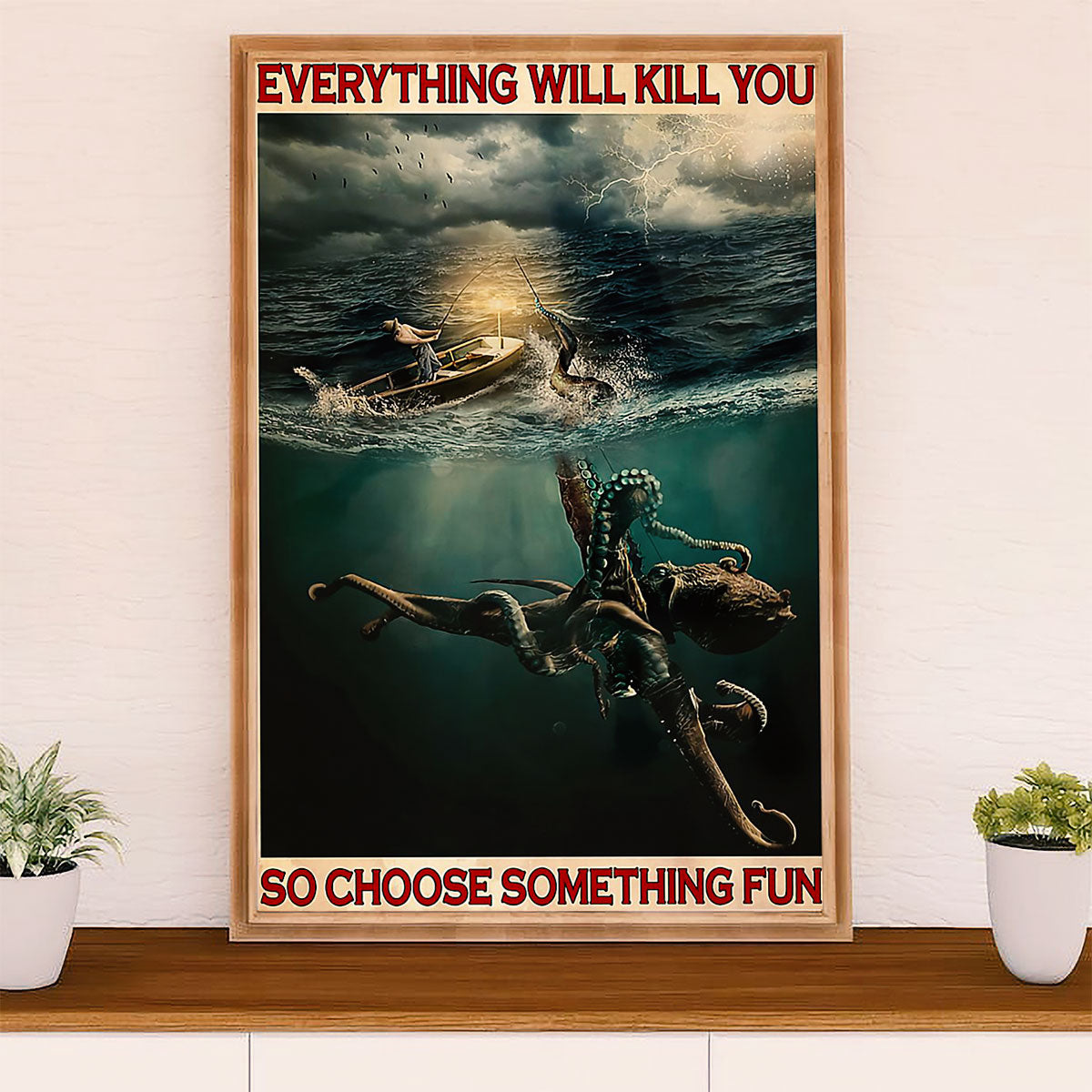 Fishing Poster Room Wall Art Prints | Choose Something Fun | Vintage Gift for Fisherman