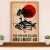 Fishing Poster Room Wall Art Prints | Fish Are Calling | Vintage Gift for Fisherman