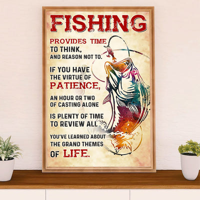 Fishing Poster Room Wall Art Prints | Fishing Provides Time | Vintage Gift for Fisherman