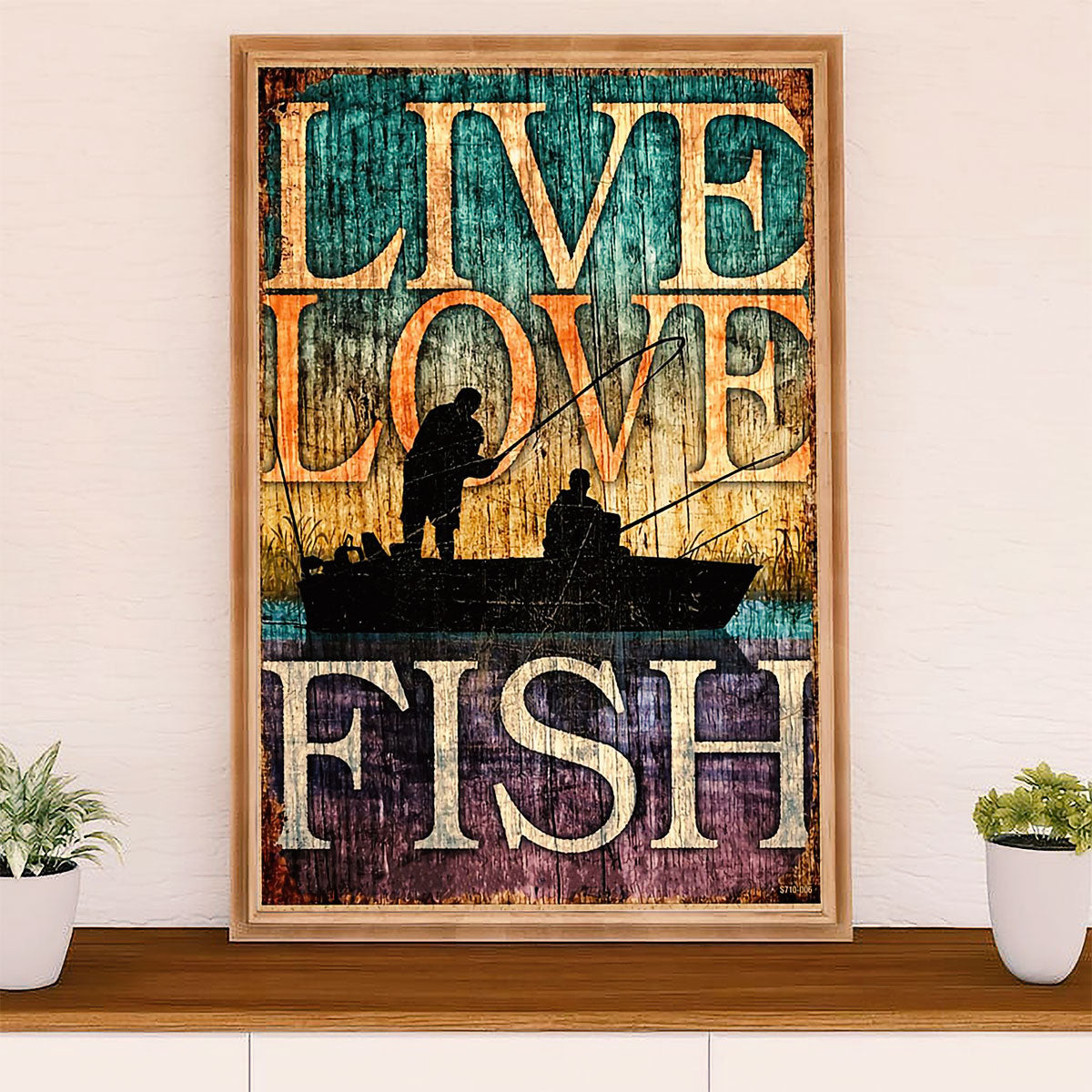Fishing Poster Room Wall Art Prints | Live Love Fish | Vintage Gift for Fisherman