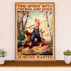 Fishing Poster Room Wall Art Prints | Time Spent with Fishing & Dog | Vintage Gift for Fisherman