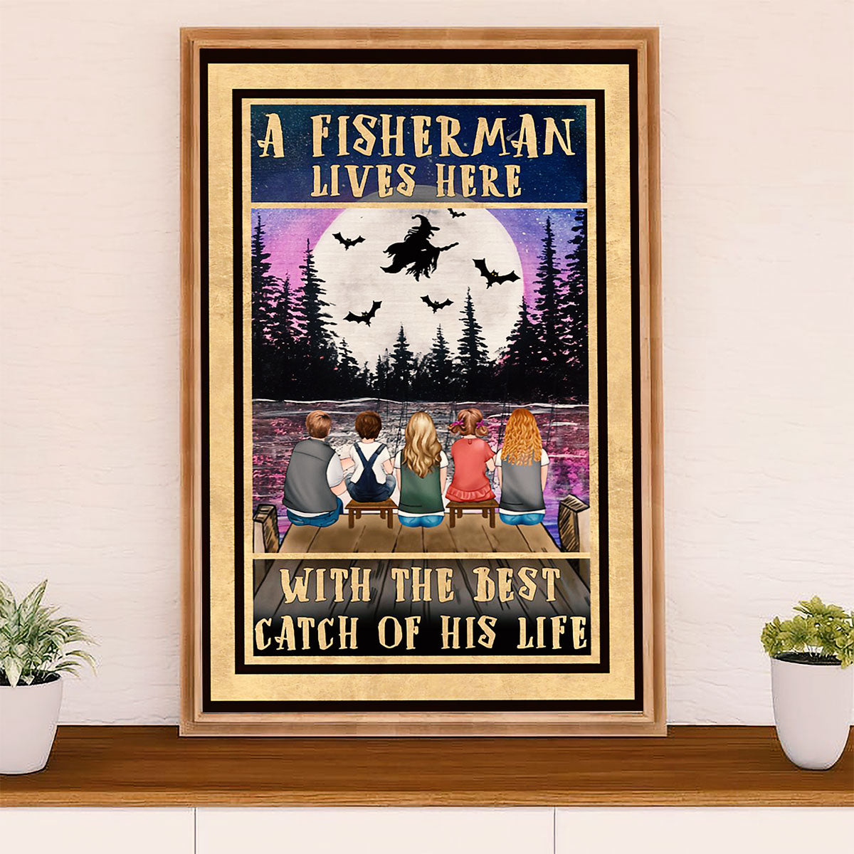 Fishing Poster Room Wall Art Prints | Fisherman Lives Here | Vintage Gift for Fisherman