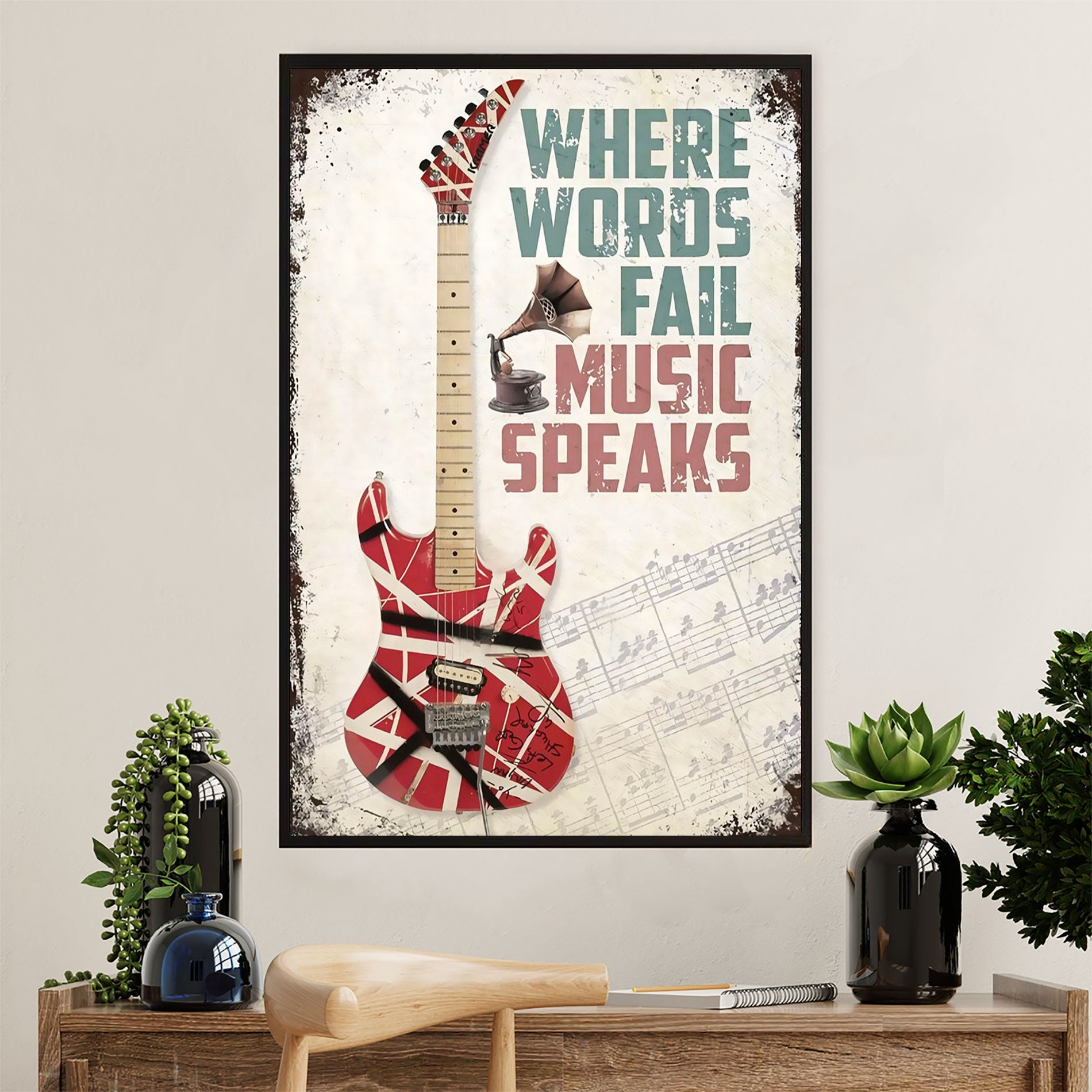 Music Guitar Poster Prints | Music Speaks | Wall Art Gift for Guitarist