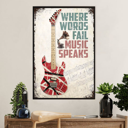 Music Guitar Poster Prints | Music Speaks | Wall Art Gift for Guitarist