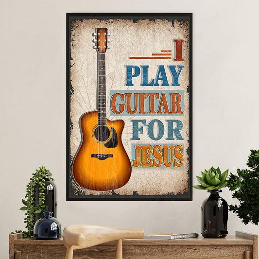Music Guitar Canvas Wall Art Prints | Play Guitar For Jesus | Home Décor Gift for Guitarist