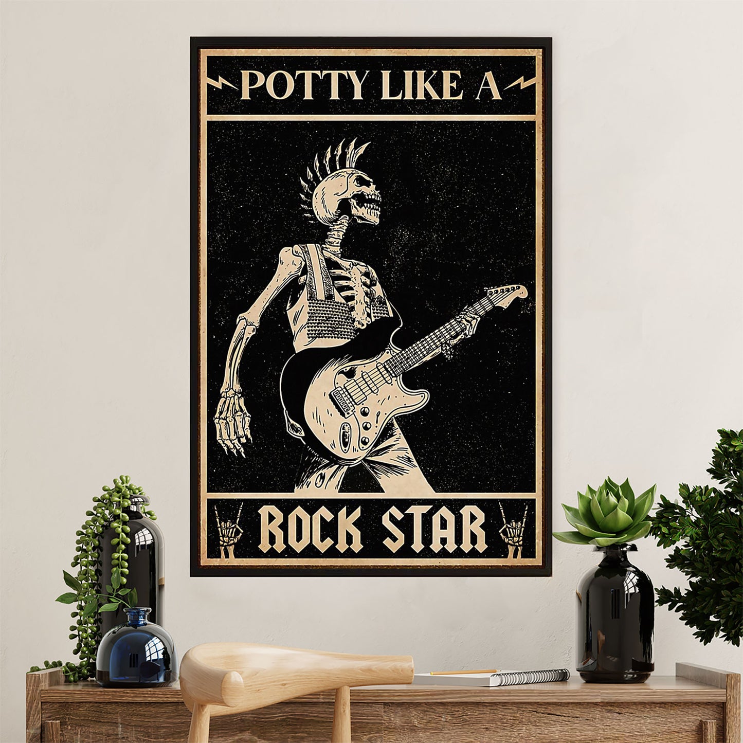 Music Guitar Poster Prints | Potty Like A Rock Star | Wall Art Gift for Guitarist