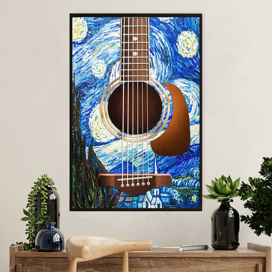 Music Guitar Poster Prints | Starry Night Guitar | Wall Art Gift for Guitarist