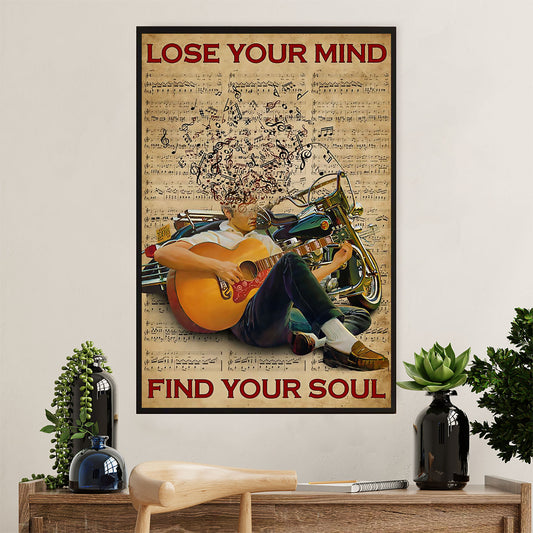 Music Guitar Canvas Wall Art Prints | Find Your Soul | Home Décor Gift for Guitarist