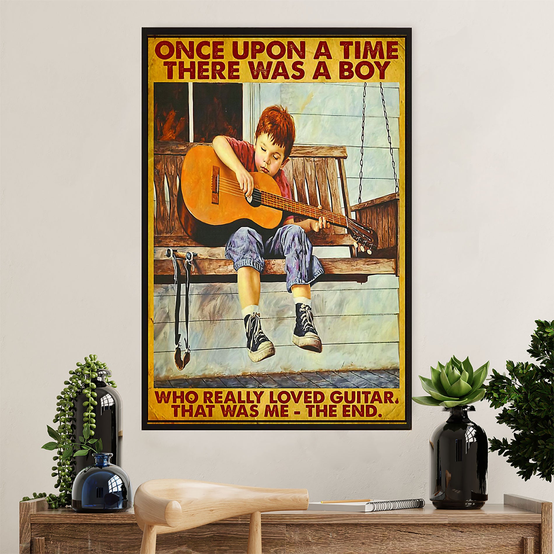 Music Guitar Canvas Wall Art Prints | Boy Loved Guitar | Home Décor Gift for Guitarist