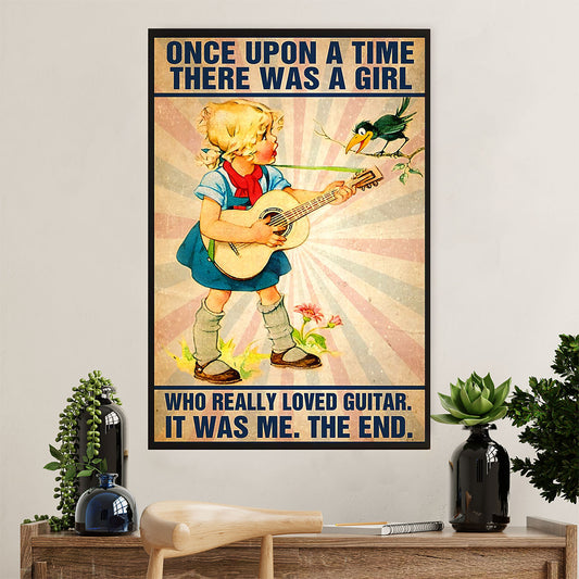 Music Guitar Canvas Wall Art Prints | Girl Loves Guitar | Home Décor Gift for Guitarist