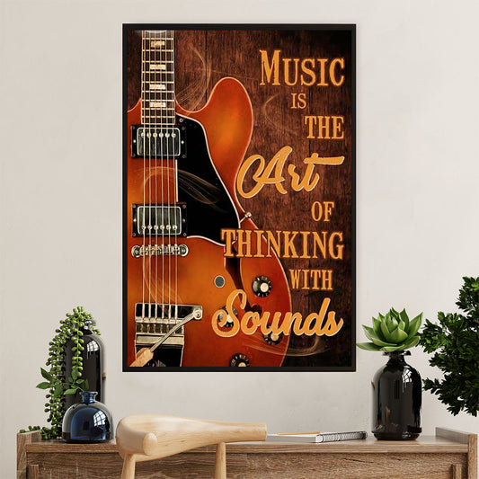 Music Guitar Canvas Wall Art Prints | Music Is The Art Of Thinking | Home Décor Gift for Guitarist