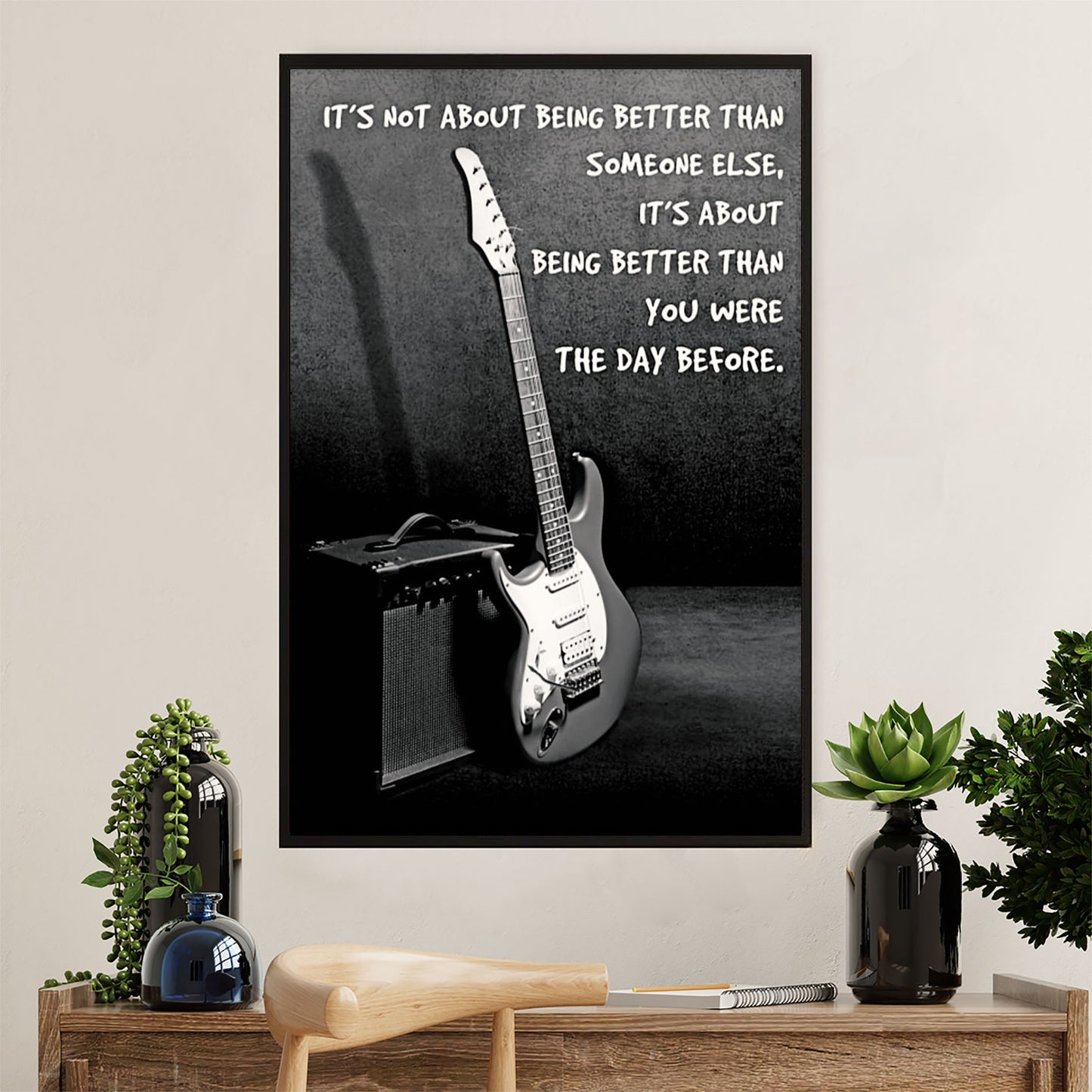 Music Guitar Canvas Wall Art Prints | Better Than Yesterday | Home Décor Gift for Guitarist
