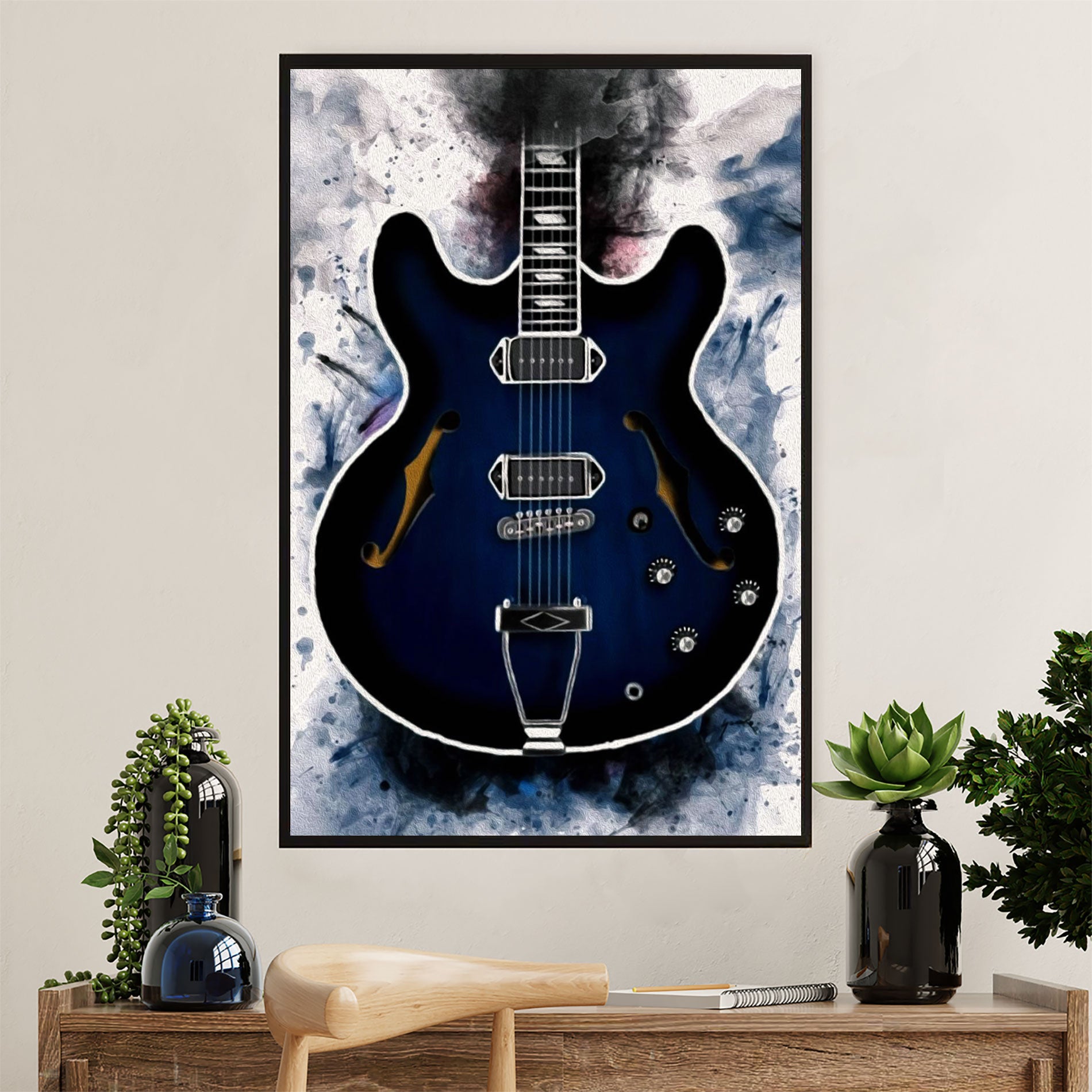 Music Guitar Poster Prints | Electric Guitar Painting | Wall Art Gift for Guitarist