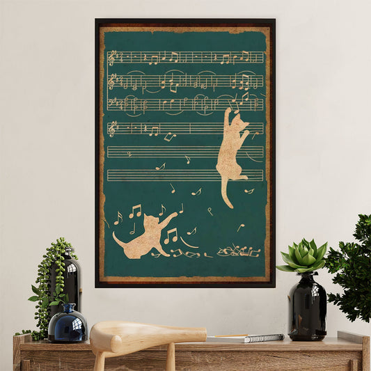 Music Guitar Canvas Wall Art Prints | Cat Guitar Song Lyric | Home Décor Gift for Guitarist