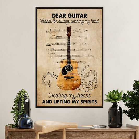 Music Guitar Canvas Wall Art Prints | Dear Guitar | Home Décor Gift for Guitarist