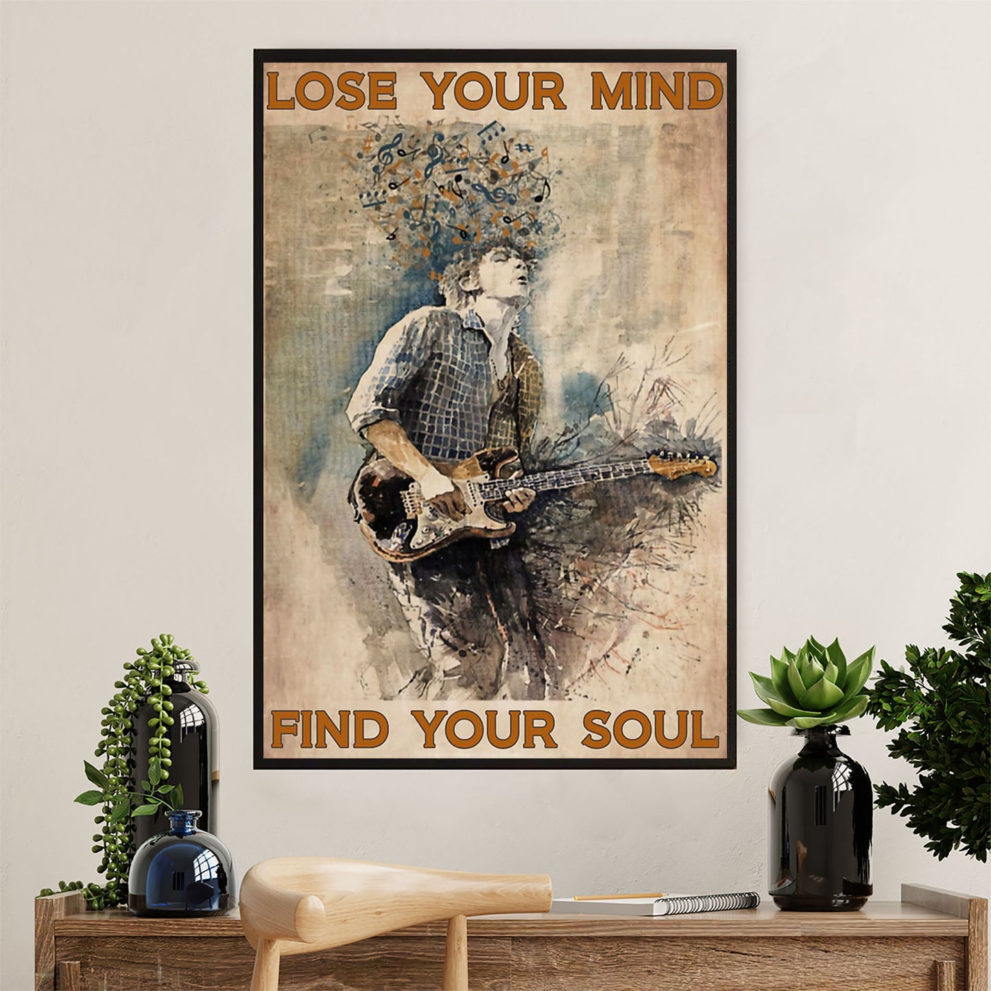 Music Guitar Poster Prints | Find Your Soul | Wall Art Gift for Guitarist