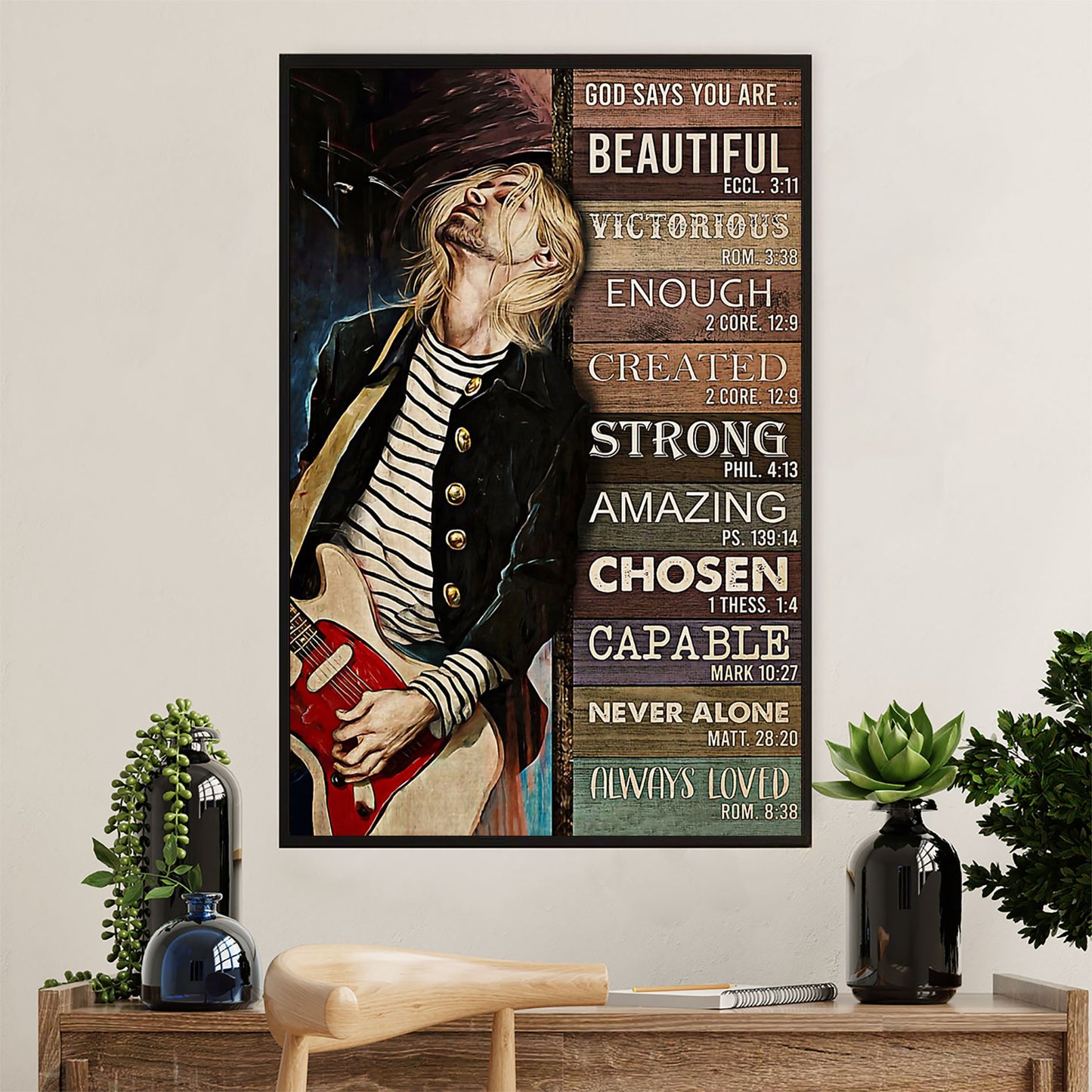 Music Guitar Canvas Wall Art Prints | God Says You Are | Home Décor Gift for Guitarist