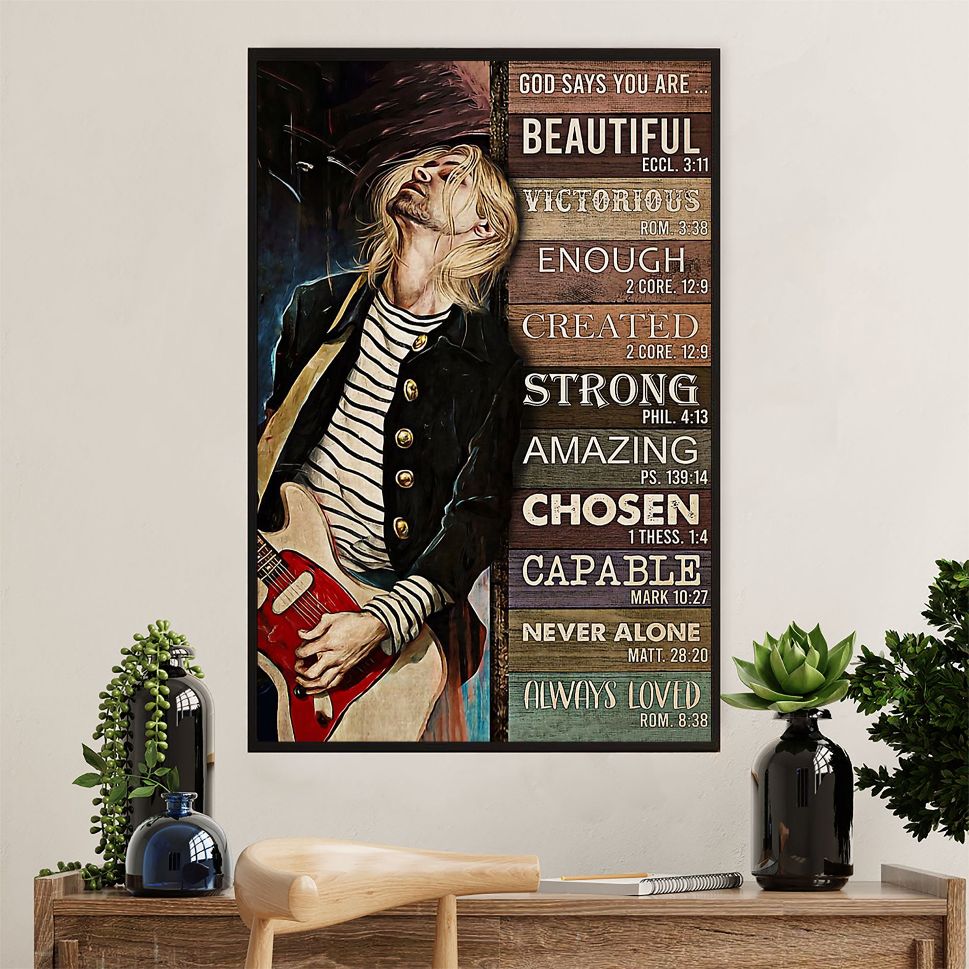 Music Guitar Canvas Wall Art Prints | God Says You Are | Home Décor Gift for Guitarist