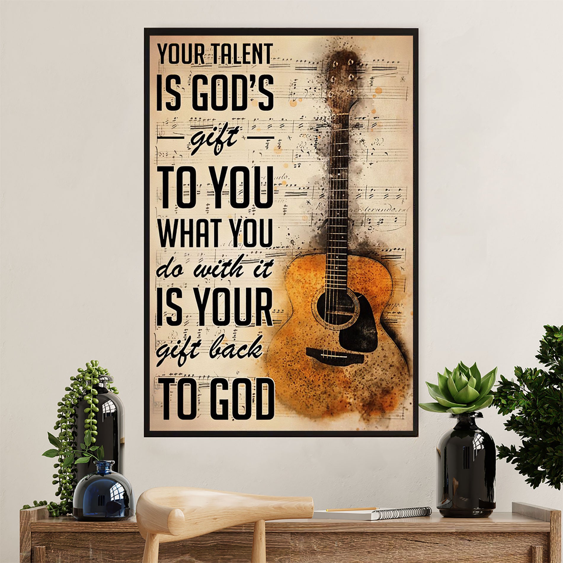 Music Guitar Poster Prints | God's Gift | Wall Art Gift for Guitarist