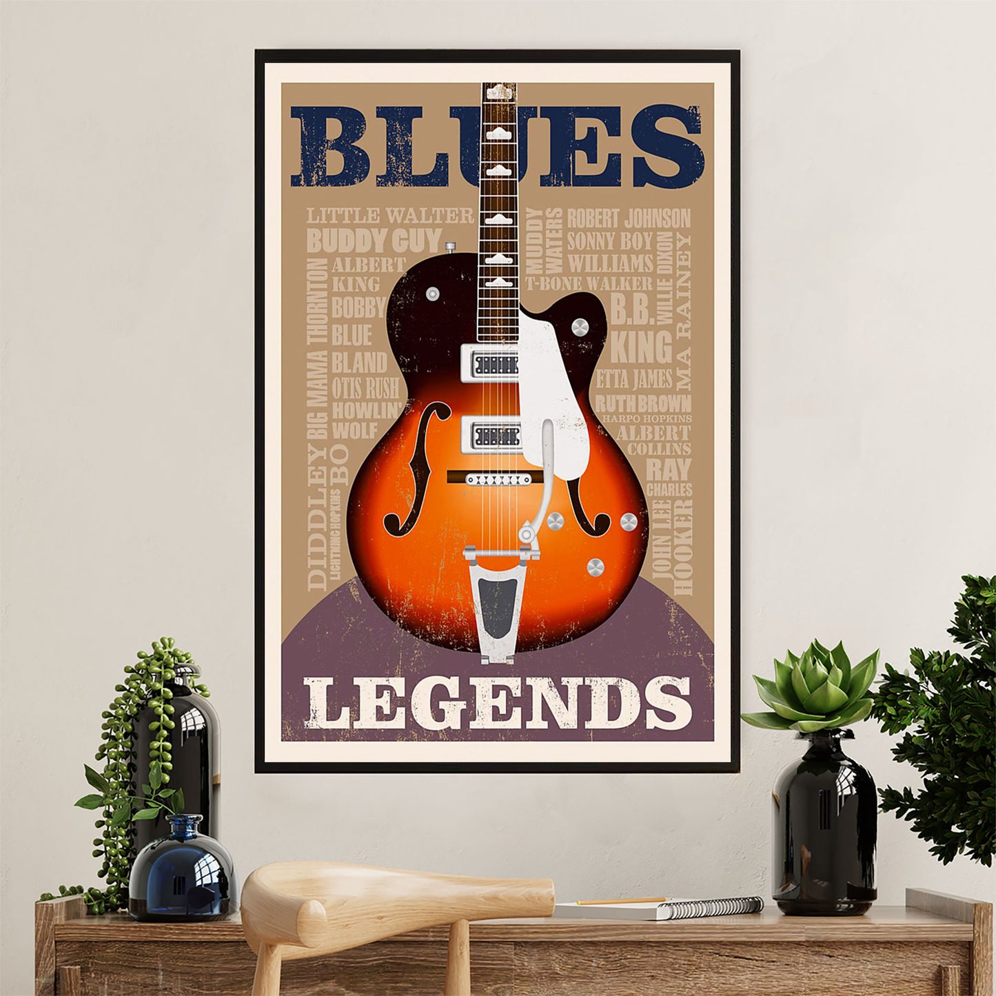 Music Guitar Canvas Wall Art Prints | Blues Legends Electric Guitar | Home Décor Gift for Guitarist
