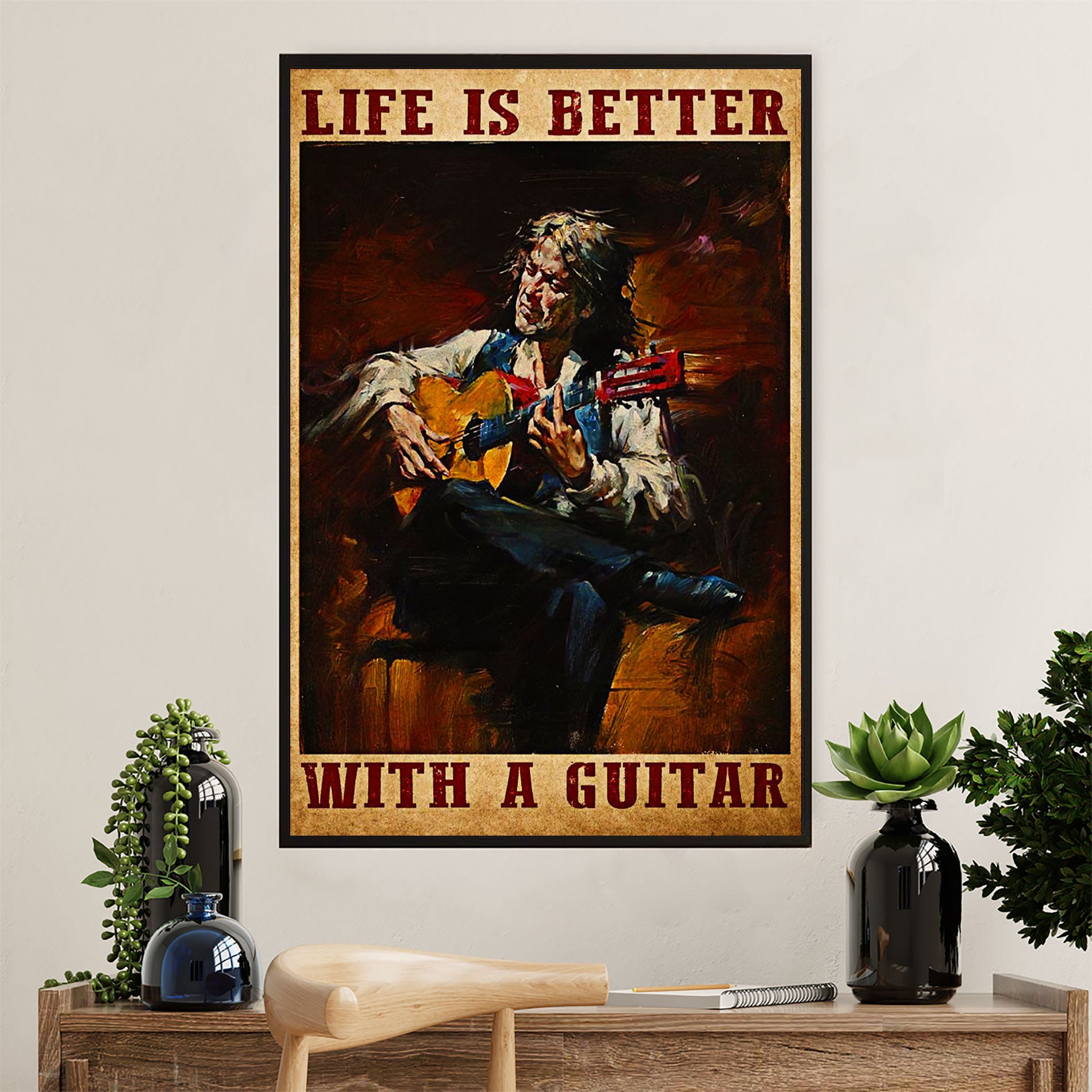 Music Guitar Poster Prints | Life Is Better With Guitar | Wall Art Gift for Guitarist