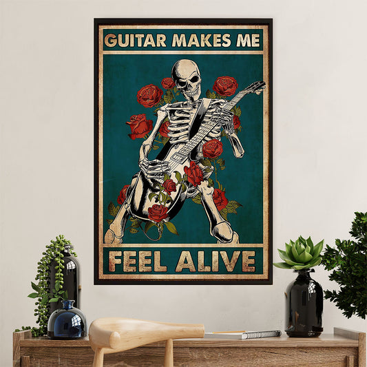 Music Guitar Canvas Wall Art Prints | Guitar Makes Me Feel Alive | Home Décor Gift for Guitarist