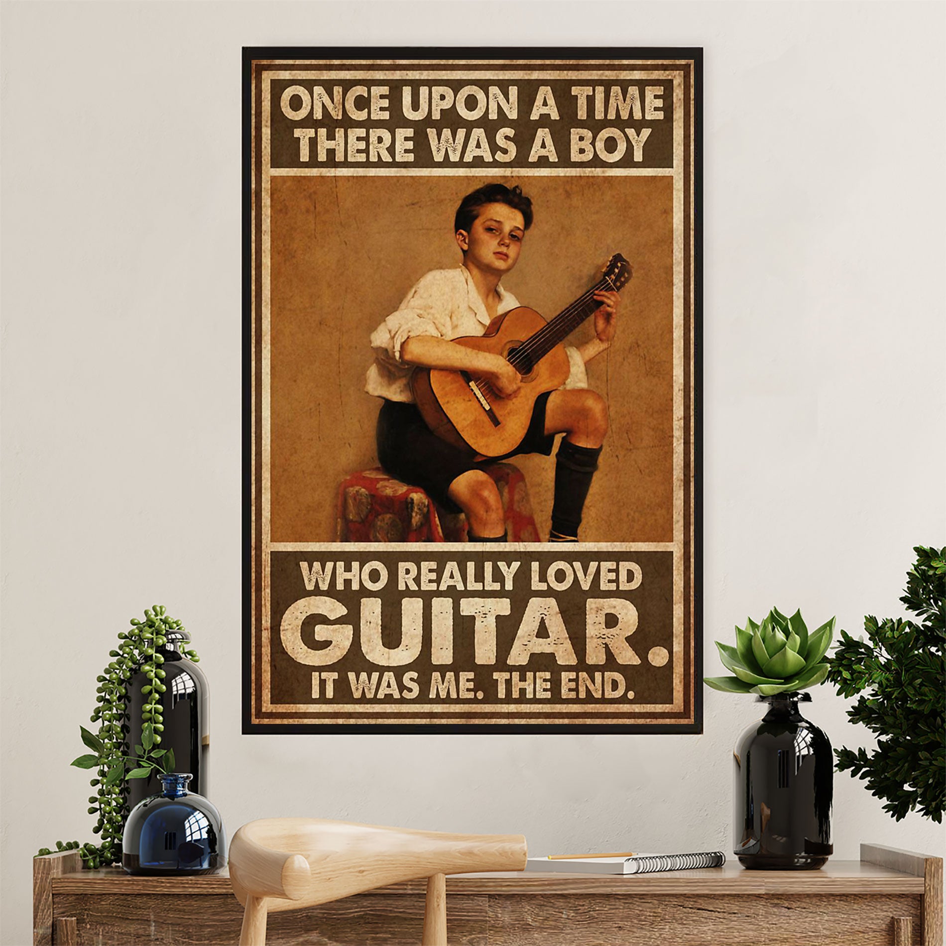 Music Guitar Canvas Wall Art Prints | Boy Loves Guitar | Home Décor Gift for Guitarist