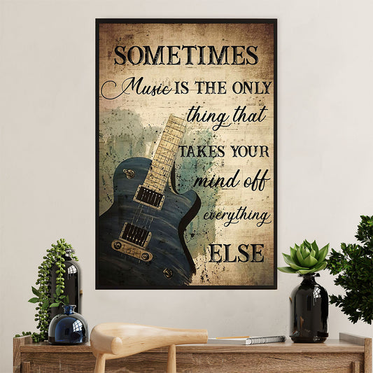 Music Guitar Canvas Wall Art Prints | Only Thing That Takes Your Mind Off | Home Décor Gift for Guitarist