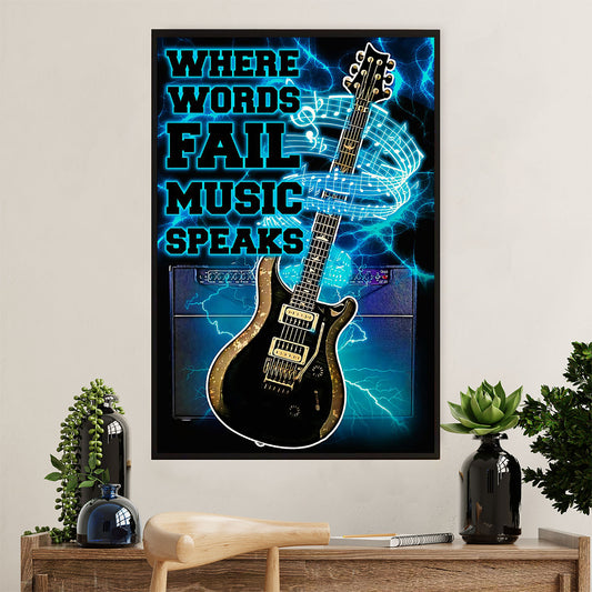 Music Guitar Canvas Wall Art Prints | Motivational Quotes Electric Guitar | Home Décor Gift for Guitarist