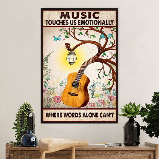 Music Guitar Canvas Wall Art Prints | Music Touches Us Emotionally | Home Décor Gift for Guitarist