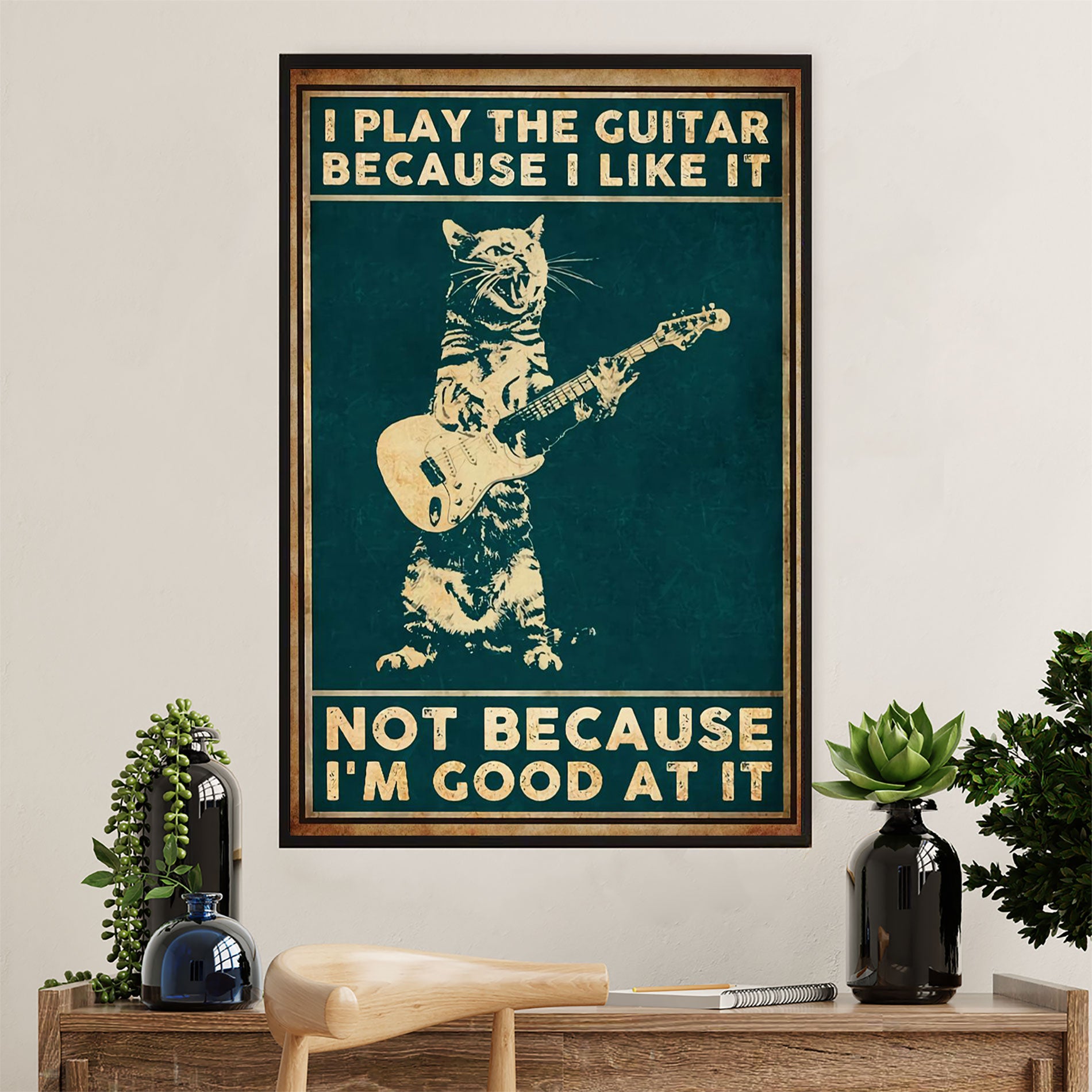 Music Guitar Canvas Wall Art Prints | Badass Quote Good At Guitar | Home Décor Gift for Guitarist