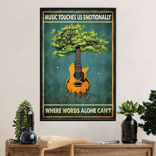 Music Guitar Canvas Wall Art Prints | Music Touches Us Emotionally | Home Décor Gift for Guitarist