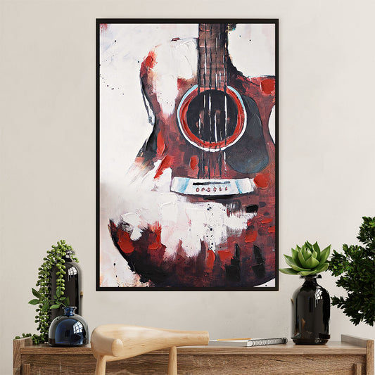 Music Guitar Canvas Wall Art Prints | Accoustic Guitar Painting | Home Décor Gift for Guitarist