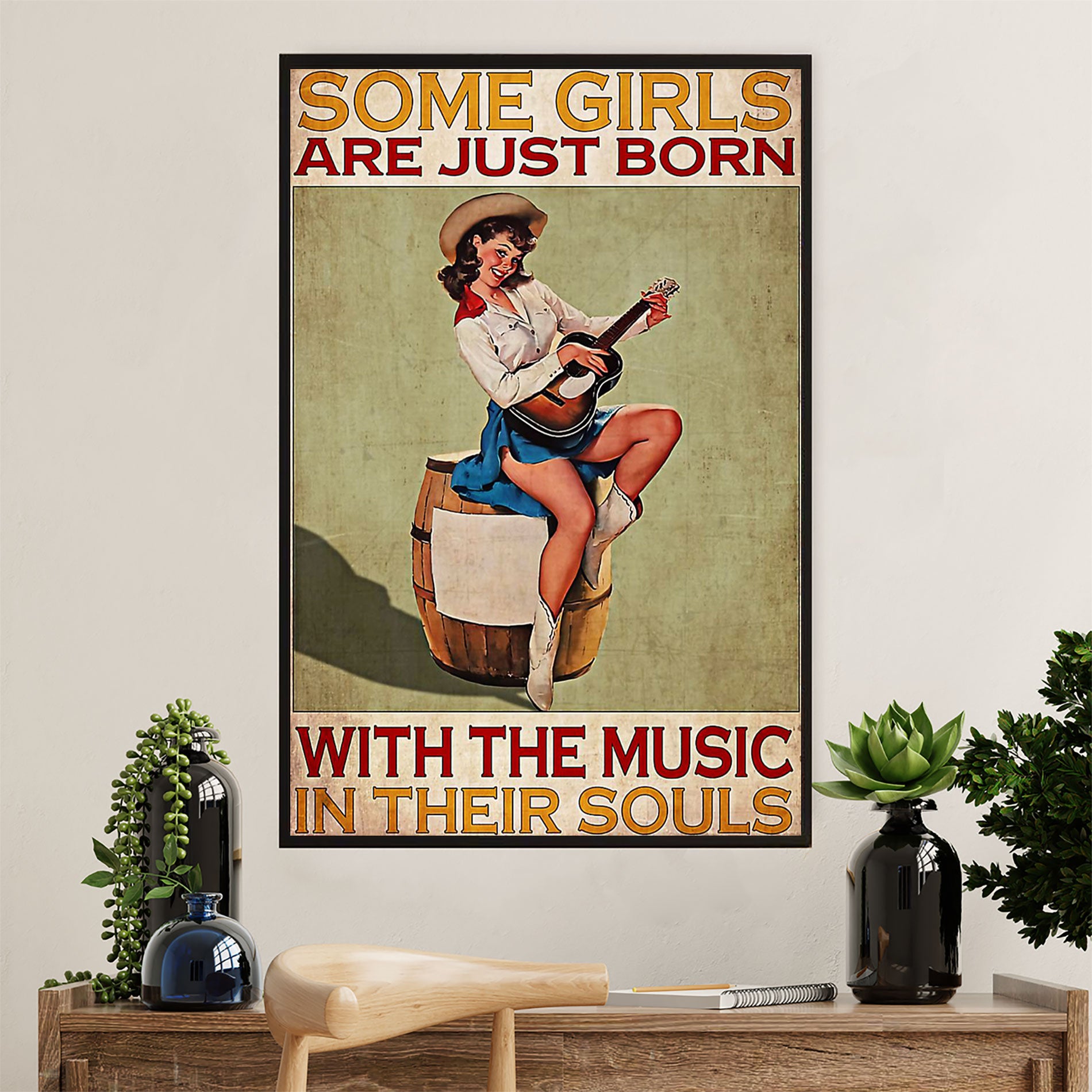 Music Guitar Poster Prints | Girls Born With The Music | Wall Art Gift for Guitarist
