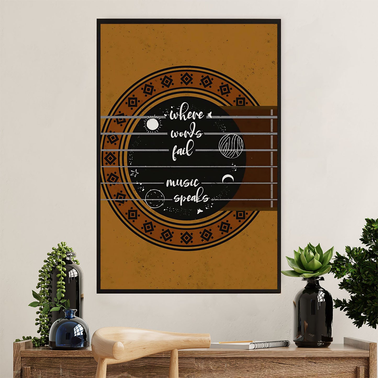Music Guitar Poster Prints | Where Words Fail | Wall Art Gift for Guitarist