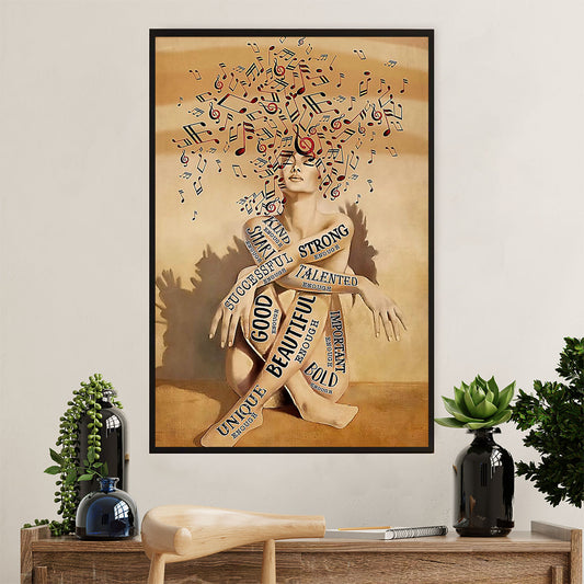 Music Guitar Poster Prints | Strong Girl | Wall Art Gift for Guitarist