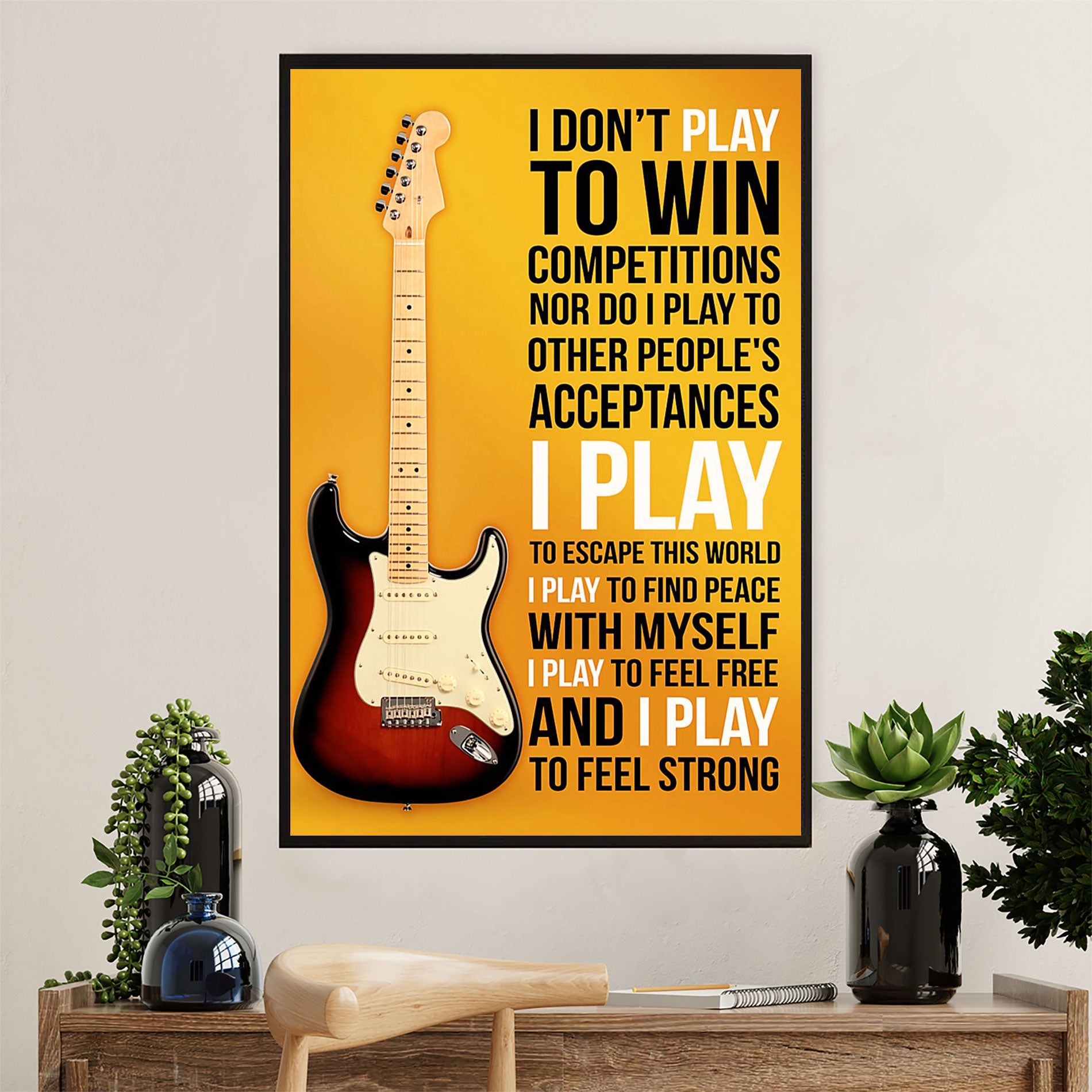 Music Guitar Canvas Wall Art Prints | Motivational Quotes | Home Décor Gift for Guitarist