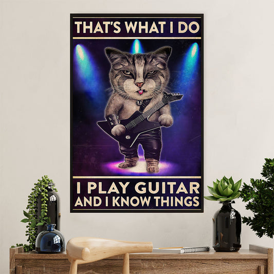 Music Guitar Poster Prints | Play Electric Guitar & Know Things | Wall Art Gift for Guitarist